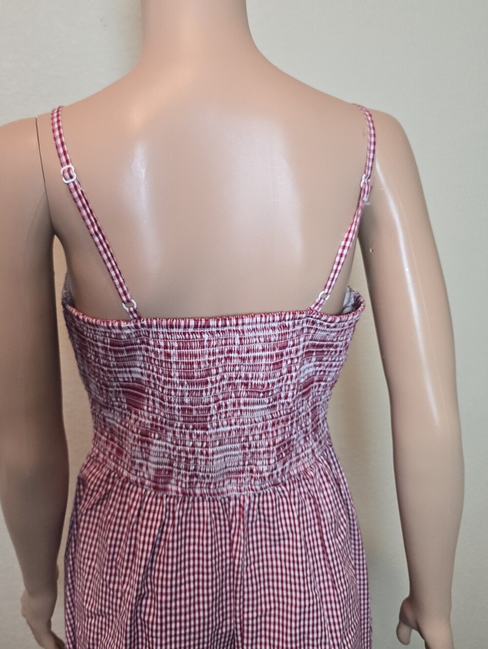 Japna Women’s Medium Red Gingham SunDress Smocked Bodice Long Skirt Pockets - Picture 5 of 13